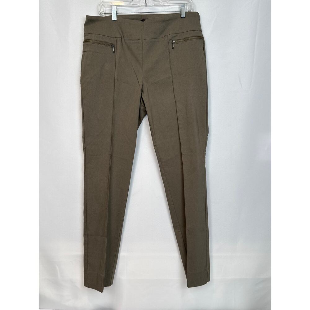 Renuar Olive Taupe Skinny Ankle Pants Zip Pockets Pull-On Women's EUC No Tag